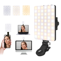 1 x RAW Customer Returns EMART Selfie Light with Clip, Video Light 60 LED with 2000mAh Battery, Dimmable Video Light 3200k-5600k 3 Light Modes and 10-Level Dimming, Video Light LED for Phone, Tablet, Laptop, YouTube, TikTok - RRP €20.16