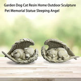 1 x RAW Customer Returns Angel Dog Statue Resin Sleeping Dog Cat Angel Figure, Memorial Stone for Pets, Pet Garden Tombstones Lawn Decorations - RRP €21.99