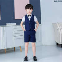 1 x RAW Customer Returns LOLANTA 4-piece children s leisure suit set, boys summer festive wedding suit, short sleeve shirt, bow tie, vest, short pants, dark blue, 170 - RRP €43.98