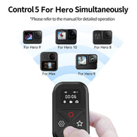 1 x RAW Customer Returns TELESIN Wireless Bluetooth Remote Control Compatible with Gopro Hero 12 11 10 9 8 Max Waterproof Camera Controller Remote Control with Wrist Strap - RRP €39.99