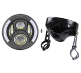 1 x RAW Customer Returns SKUNTUGUANG 7 inch Round LED Headlight Motorcycle Light with White DRL, 7 inch Lamp Housing Bucket, Suit for Motorcycle Front Fork 32-40 mm Diameter - RRP €129.21