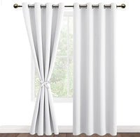 1 x RAW Customer Returns DWCN Curtain Opaque Blackout Curtains with Eyelets 2 Pieces Thermal Curtain for Living Room, Bedroom, Grey White, 228 x 140 cm H x W  - RRP €39.31