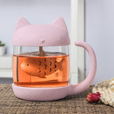 1 x RAW Customer Returns BigNoseDeer Cats Glass Tea Mug Water Bottle with Fish Tea Infuser Strainer Filter 250ML 8OZ  - RRP €15.73