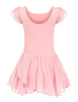 1 x RAW Customer Returns trudge Girls Ballet Clothes Short Sleeve Cotton Dress Leotard Dance Costume Bodysuit with Tutu Skirt - RRP €21.24