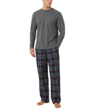 1 x RAW Customer Returns LAPASA - Men s Winter Pajamas 100 Cotton Flannel Plaid Pants Long Pajamas T-shirt and Pajama Pants M79 M Gray Navy Blue and Red Plaid - RRP €37.06