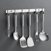 1 x RAW Customer Returns ERBO Stainless Steel Hook Rack, Coat Rack with 6 Hooks, Wall Coat Hook for Kitchen, Wall Coat Rack, Bedroom, Bathroom Silver, 31cm  - RRP €8.05