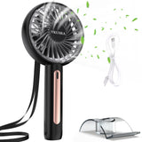 1 x RAW Customer Returns VKUSRA Handheld Fan, Portable Mini Fan with 4 Wind Speeds and 15 Rotatable Design, Electric Rechargeable USB Fan for Travel, Office, Home, Outdoor, Indoor - RRP €13.09