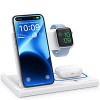 1 x RAW Customer Returns EXW Inductive Charging Station, Wireless Charger for Apple Watch Charging Station, Apple Charging Station Compatible with iPhone 15 14 13 12 11 Pro Max Series, AirPods Pro 3 2, Apple Watch White No Charging Plug  - RRP €24.19