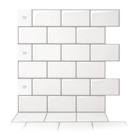 1 x RAW Customer Returns Art3d 10 sheets Metro tiles self-adhesive tile stickers adhesive tiles kitchen 3d wall panels self-adhesive warm white with grey grout 30 x 30 cm - RRP €34.7