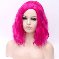 1 x RAW Customer Returns Short Hot Pink Women Wig, TANTAKO Wavy Magenta Pink Bob Synthetic Wig Halloween Cosplay Costume Wig - RRP €22.18