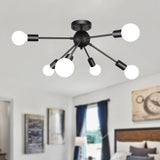 1 x RAW Customer Returns MRHYSWD Modern Ceiling Light, 6 Lights Vintage Ceiling Chandelier Industrial Ceiling Lamp E27 Black Ceiling Light, Bedroom Living Room Kitchen Ceiling Light, Without Interior Bulbs - RRP €49.99