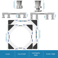 1 x RAW Customer Returns DEWEL 12 Feet Washing Machine Base for Washing Machine Universal Adjustable Washing Machine Base for Dryer, Bear Load 500kg Base Adjustable Width 46-60cm, Height 9cm-13cm, White - RRP €35.29