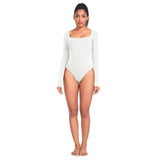 1 x Brand New OURCAN Women s Long Sleeve Bodysuit with Round Neck, Shaping, Elegant, Ideal for Sports and Leisure, White, L - RRP €24.0