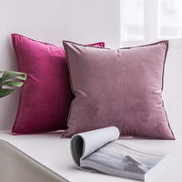 1 x RAW Customer Returns MIULEE Set of 2 Velvet Cushion Covers Flange Cushion Cover Decorative Sofa Cushions Throw Pillows Wrapped Edge Cushion Covers Decorative Pillowcase for Sofa Living Room Bedroom 45 x 45 cm Rose Red - RRP €16.49