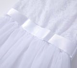 1 x RAW Customer Returns Ugitopi Girls Lace Long Dress Children s Tulle Party Princess Dress White, 140  - RRP €30.99