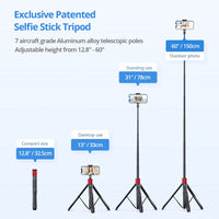 1 x RAW Customer Returns ATUMTEK Selfie Stick 150CM 3 in 1 Selfie Stick Bluetooth Telescopic Selfie Stick Tripod with Removable Remote Control Phone Tripod for iPhone 13 Pro Max, Samsung and other Smartphones Red - RRP €41.8