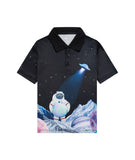 1 x Brand New LLdress Polo Shirt Boys Short Sleeve Classic Polo Shirt Breathable T-Shirts Summer Quick-drying Polo Shirt for Children Astronaut-L  - RRP €27.6