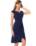 1 x RAW Customer Returns Tanmolo Women s Sleeveless Cocktail Dress V-Neck Evening Dresses Elegant Wrap Dress Knee-Length Party Dress Navy Blue, M  - RRP €24.24