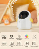 1 x RAW Customer Returns COCOCAM 2K Baby Monitor with Camera, Smart WiFi Baby Monitor with 2.4 5G, 355 Pan, 120 Tilt, Phone Monitoring App, Fun Light, AI Analysis, Cry Detection, Temperature Humidity Sensor - RRP €49.99