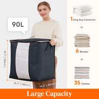 1 x RAW Customer Returns Lifewit Pack of 3 90L Storage Bags for Duvets, Foldable Storage Box with Lid, Closet Wardrobe Organizer Moving Boxes Underbed Storage for Clothes Clothes, Gray - RRP €15.12