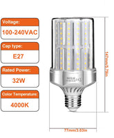 1 x RAW Customer Returns SAUGLAE 32W LED Lamps, 260W Incandescent Equivalent, 4000K Neutral White, 3600Lm, E27 Edison Screw LED Bulbs, 2 Pack - RRP €25.99