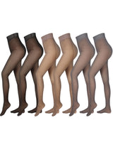 1 x Brand New Hestya 6 Pcs Fleece Lined Tights Thermal Tights for Women Black, Brown and Grey, with Feet, 220g  - RRP €22.8