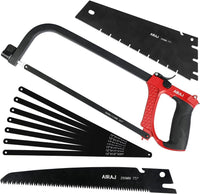 1 x RAW Customer Returns AIRAJ Metal Saw Set, Hacksaws with 9 Replaceable Blades, 250MM Branch Saw, 300MM Metal Saw and 330 Hand Saw, for Metal, Wood, Steel, PVC Pipe, Frozen Meat, Hacksaw and Plastic - RRP €23.2