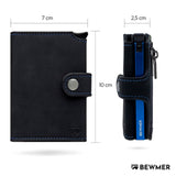 1 x RAW Customer Returns BEWMER v2 Shielded Slim Wallet with Coin Pocket for Men Women Card Case with Coin Pocket RFID Protection Anti-Cloning Wallet for Notes, Coins 9 Credit Cards Black Blue  - RRP €30.99