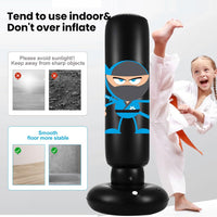 1 x RAW Customer Returns Punching Bag Children, 160cm Inflatable Punching Bag Standing Children Standing Punching Bag for Karate, Taekwondo, Boxing, Stress Relief Boxing Target Heavy Training Fitness Sandbag-Ninja Blue - RRP €21.2