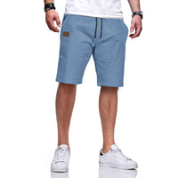 1 x RAW Customer Returns Ougelebo Shorts Men Shorts Men Summer Shorts Men Chino Cotton Pants Short Elastic Waist with Drawstring Denim Blue XXL - RRP €30.24