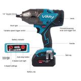 1 x RAW Customer Returns Vikky 20V Impact Wrench 1 2 inch, 4.2Ah 1500N.M Brushless Cordless Impact Wrench 4 Speed Impact Wrench Kit - RRP €179.99