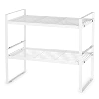 1 x RAW Customer Returns Expandable kitchen organizer, spice racks, set of 2 shelf inserts for kitchen cabinet, bathroom organizer, cabinet organizer, organization system for kitchen, household living, white - RRP €20.16