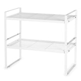 1 x RAW Customer Returns Expandable kitchen organizer, spice racks, set of 2 shelf inserts for kitchen cabinet, bathroom organizer, cabinet organizer, organization system for kitchen, household living, white - RRP €20.16