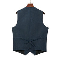 1 x RAW Customer Returns Solovedress Men s Casual Wool Herringbone Suit Vest V-Neck Tweed Waistcoat for Wedding Groomsmen Dark Navy,XL  - RRP €33.26