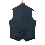 1 x RAW Customer Returns Solovedress Men s Casual Wool Herringbone Suit Vest V-Neck Tweed Vest for Wedding Groomsmen Blue, XL  - RRP €33.26