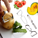 1 x Brand New Peeler, potato peeler, peeler Tupper, fruit and vegetable peeler, eggplant, mango, cucumber, etc., 3 silver kitchen tools for fruit, carrots, Kiuiom - RRP €20.4