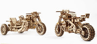 1 x RAW Customer Returns UGEARS Motorcycle with Sidecar 3D Puzzle - Father s Day Gift UGR-10 Scrambler Motorcycle Wooden Model Kit for Adults to Build - Retro Design Motorcycle Sidecar Model Kit - RRP €36.9