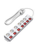 1 x RAW Customer Returns DEWENWILS Individually Switchable Power Strip, 6 Switches with 2 USB, with Surge Protection, Wall Mounting, Child Protection, Rotated 90 , 2M, White - RRP €20.56