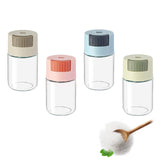 1 x Brand New thirei Pack of 4 spice jars, seasoning bottle with pressure dosing, precise 0.5 g dosage, for home, restaurant and hotel, blue, green, khaki and pink, spice shaker glass - RRP €20.4