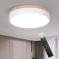 1 x RAW Customer Returns Qamra Modern LED Ceiling Light Wood, Round Ceiling Lights, 3000K-6500K Ceiling Lamp Dimmable with Remote Control, Bedroom Lamp, Lamp Ceiling Lamps, for Children s Room, Kitchen, Balcony, Hallway White 30cm  - RRP €56.46