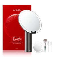 1 x RAW Customer Returns AMIRO 9 Illuminated Makeup Mirror with Lights, Smart Sensor and Touch Control, 3 Colors and 6 Brightness HD Vanity Mirror, Memory Function, Free Rotation, Black - RRP €149.99