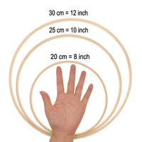 1 x RAW Customer Returns JZK 20 x Large Bamboo Hoops 25cm Wooden Hoops for Macrame Crafts, Wooden Dream Catcher Hoops, Floral Wreath Ring, Wall Hanging Craft Wooden Ring - RRP €25.26