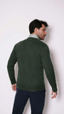 1 x RAW Customer Returns 1st American V-Neck Sweater in Cashmere and Silk for Men in Green Color - Winter Pullover Size XXL - RRP €64.99