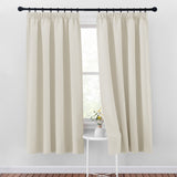 1 x RAW Customer Returns PONY DANCE Thermal curtains against heat ruffle tape curtains set of 2 H 175 x W 140 cm blackout curtains beige short curtains living room curtains opaque light beige - RRP €32.95