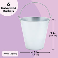 1 x RAW Customer Returns 6 galvanized buckets with handles, vintage style, 2.9 liters, silver, each 17.8 cm - RRP €25.3