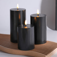 1 x RAW Customer Returns Eywamage Black Flat Top Flameless Pillar Candles with Remote Control, Battery LED Halloween Wax Candles 3 Pack - RRP €25.2