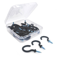 1 x RAW Customer Returns WKTRSM Pack of 30 screw hooks ceiling hooks with protective plastic cover black - RRP €8.16