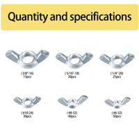 17 x Brand New 175 pieces wing nuts assortment set, butterfly wing nuts, standard SAE steel butterfly nut kit for DIY tools electronic devices wing screws - 3 8, 5 16, 1 4 10 8 6 - RRP €136.85