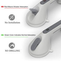 1 x RAW Customer Returns Grab bar shower without drilling, mobile grab bar with color identification, bathtub handle suction cup, shower handle suction cup, bathroom grab bar, no need to drill 12in 2pcs  - RRP €27.26