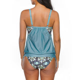 1 x RAW Customer Returns Durio Tankini for Women Slimming Tankini Sexy with Bikini Briefs Two-Piece Tankini Top Push Up Swimwear Swimsuit Turquoise with Flowers 38 Tag Size M  - RRP €34.27